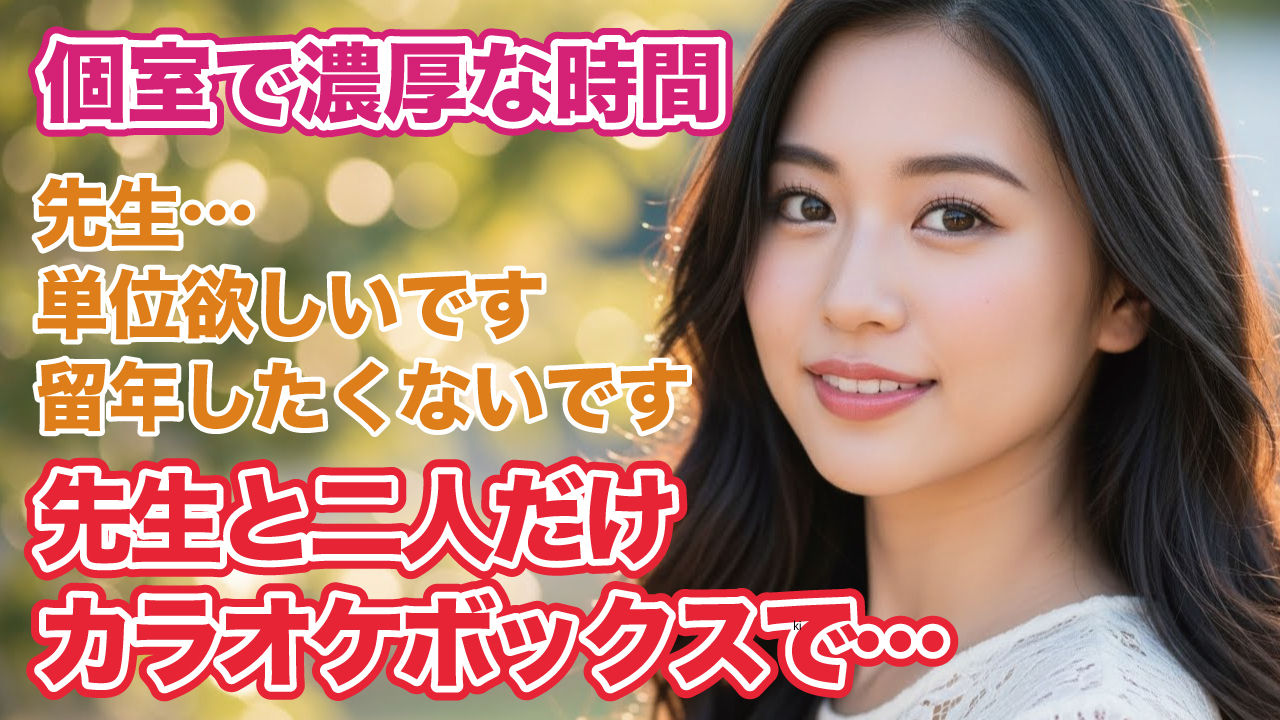 単位が欲しくて誘ったカラオケボックス──先生と二人きり、密室で交わる視線と、濃厚に重なる“お願い”